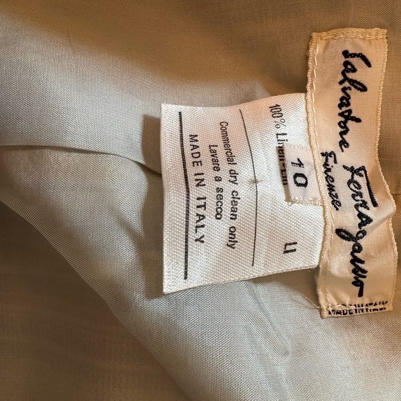 VINTAGE Salvatore Ferragamo 100% Linen Striped Skirt Set Multicolored Sz 10 - Picture 7 of 9